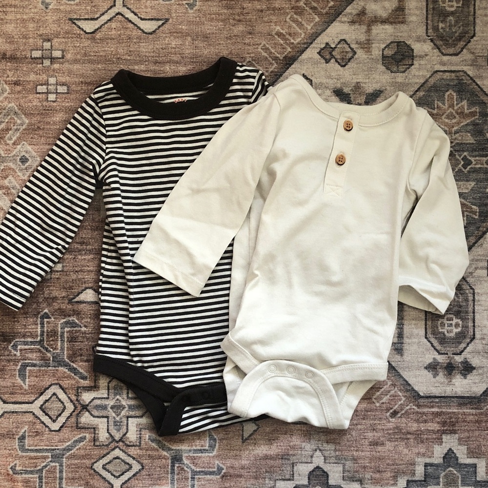 Cat & Jack Long Sleeve Onesies (set of 2)